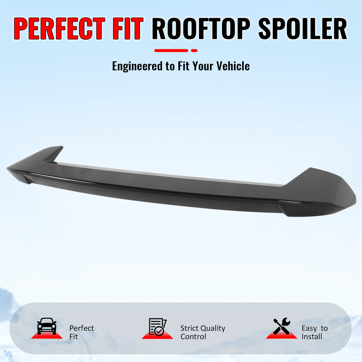 Fits 2021-2027 Jeep Grand Cherokee L WL75 Roof Spoiler IKON Gloss Black ABS