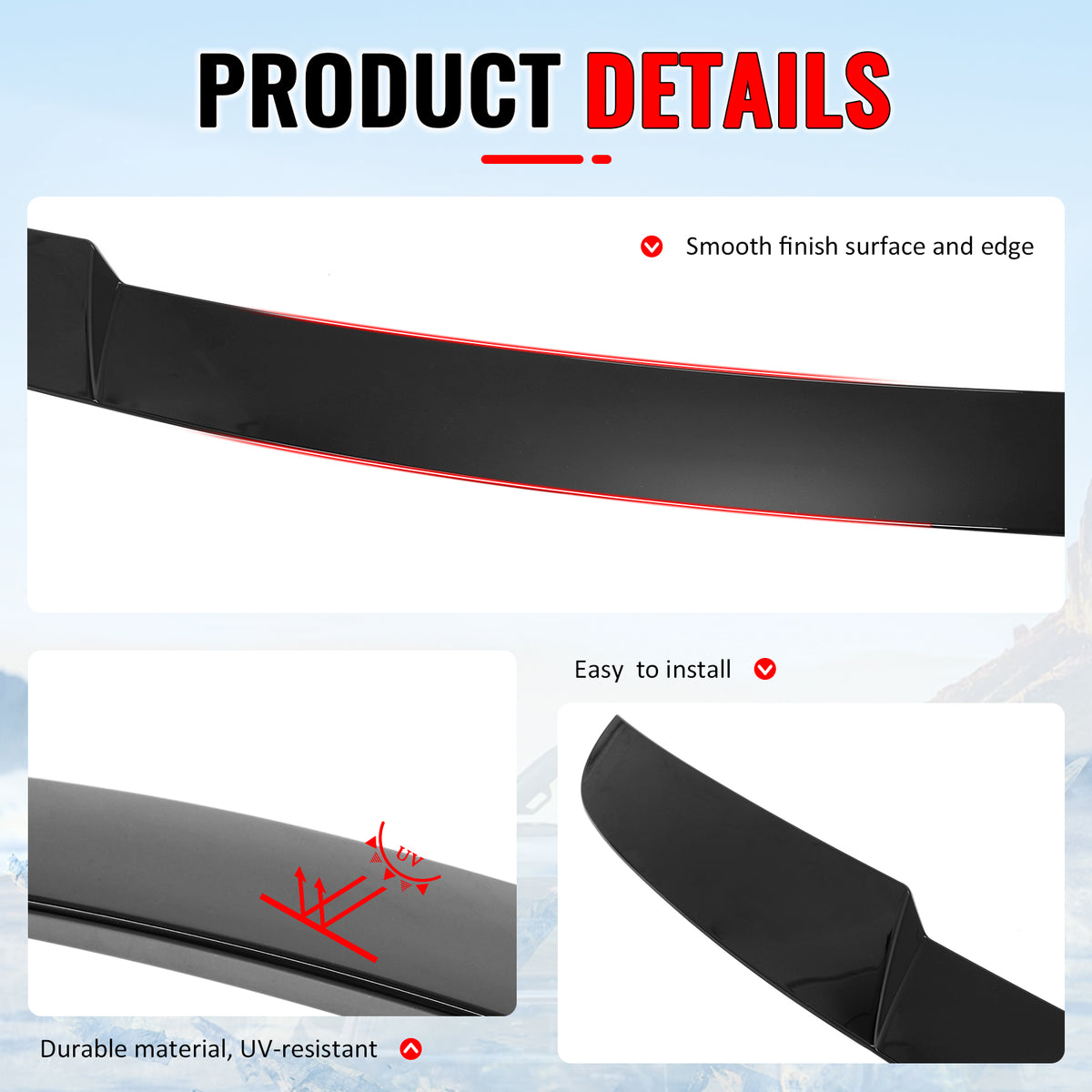 Fits 21-26 Kia K5 5th Gen 4Dr Gloss Black Roof Spoiler Rear Window Wing Lip ABS