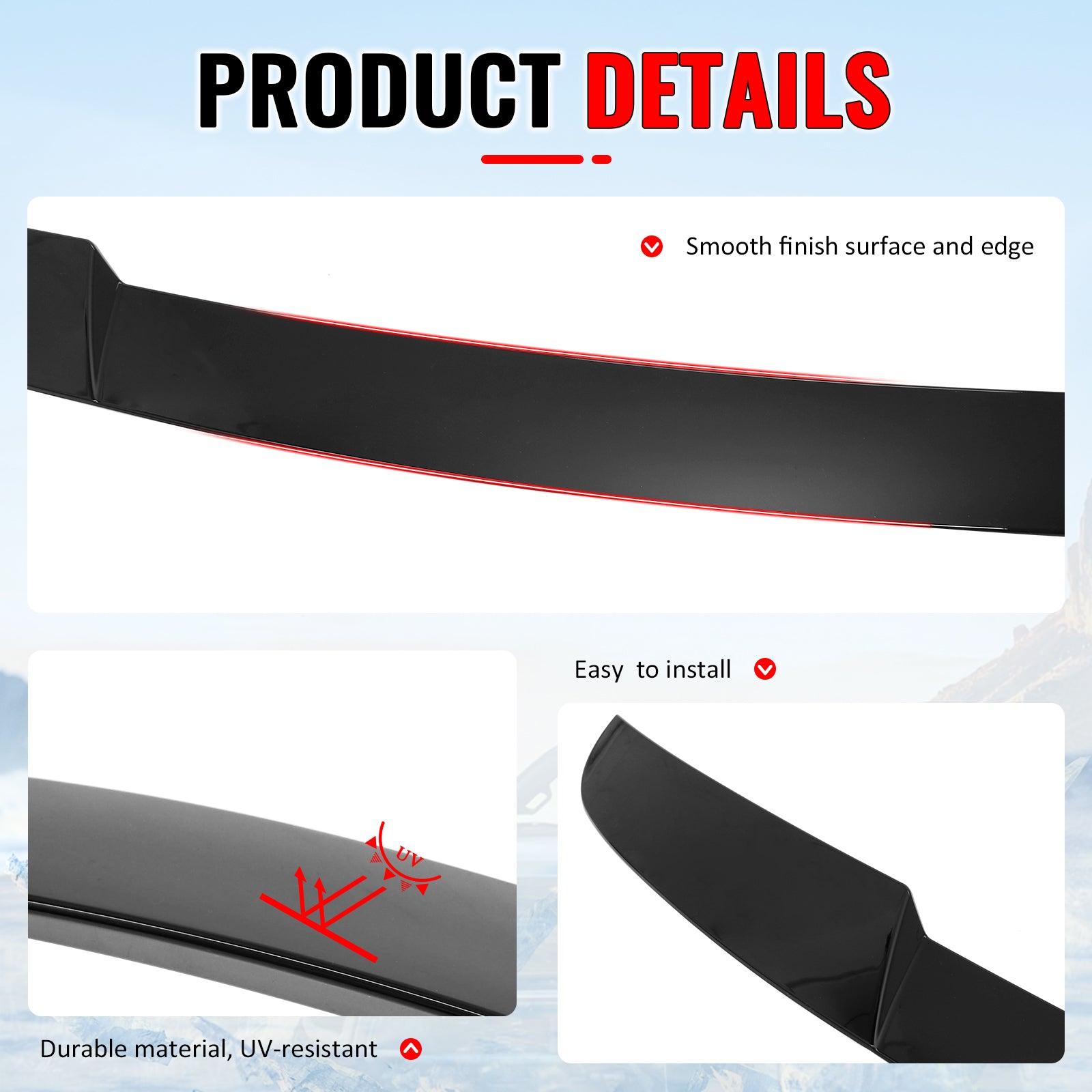 Fits 21-26 Kia K5 5th Gen 4Dr Gloss Black Roof Spoiler Rear Window Wing Lip ABS
