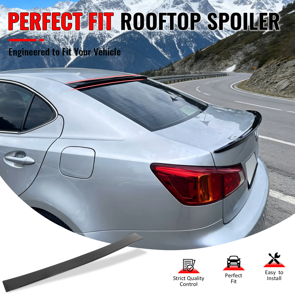 IKON MOTORSPORTS, Rear Window Roof Spoiler Compatible with 2006-2013 Lexus IS250/IS350 XE20 & 2008-2013 IS F Sedan 4-Door, OE Style Gloss Black ABS Plastic Top Roofline Windshield Visor Spoiler Wing