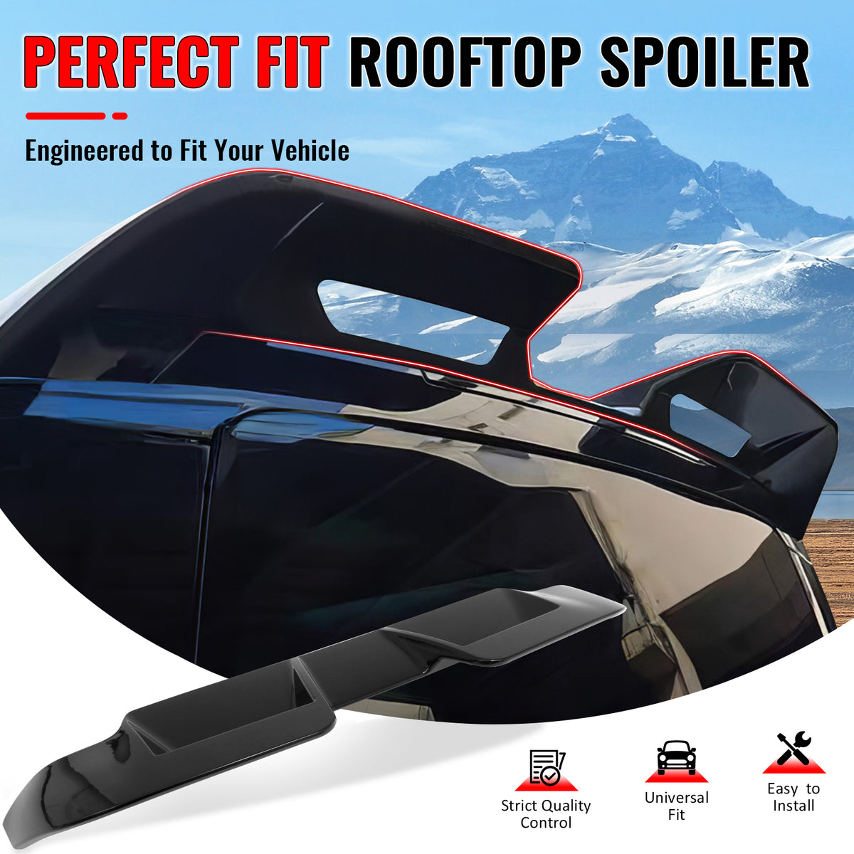 IKON MOTORSPORTS, Rear Window Roof Spoiler Compatible with 2020-2026 Land Rover Defender 90/110/13, IKON V1 Style Gloss Black ABS Top Roofline Windshield Visor Spoiler Wing
