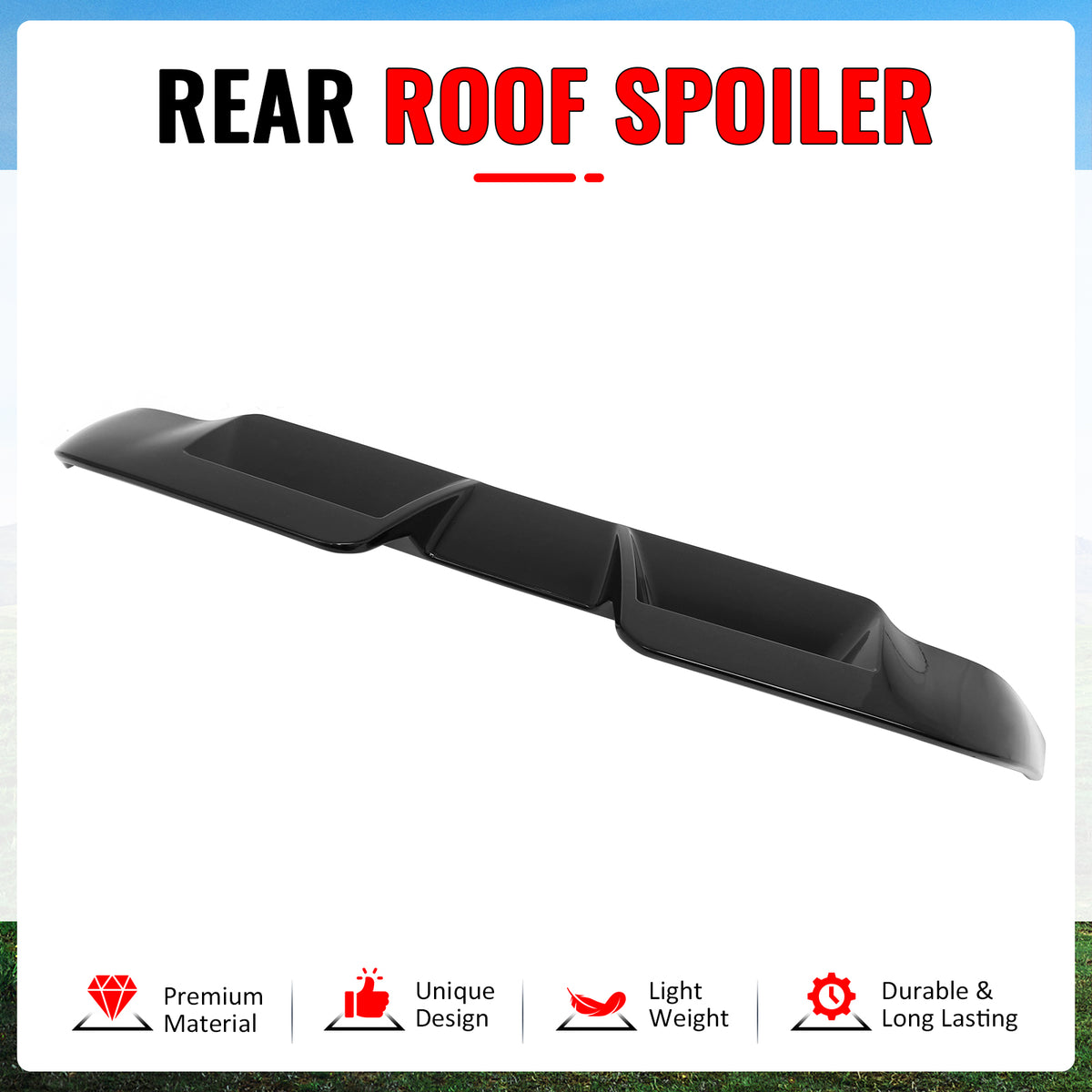 Fits 20-26 Land Rover Defender 90/110/130 Roof Spoiler Gloss Black V1 Rear Wing