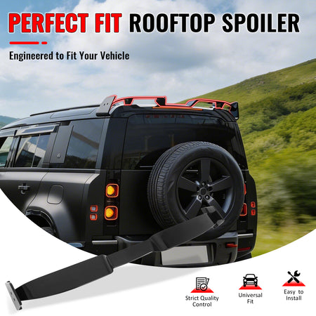 IKON MOTORSPORTS, Rear Window Roof Spoiler Compatible with 2020-2026 Land Rover Defender 90/110/13, IKON V2 Style Gloss Black ABS Top Roofline Windshield Visor Spoiler Wing