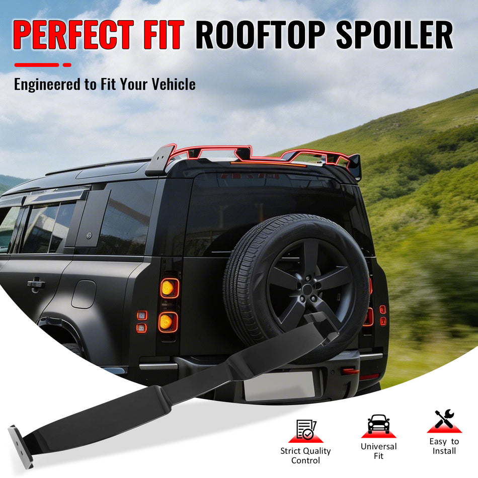 IKON MOTORSPORTS, Rear Window Roof Spoiler Compatible with 2020-2026 Land Rover Defender 90/110/13, IKON V2 Style Gloss Black ABS Top Roofline Windshield Visor Spoiler Wing