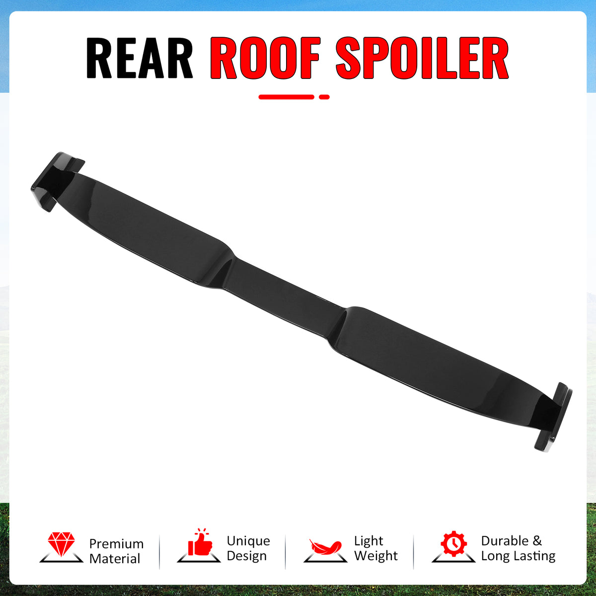 Fits 20-26 Land Rover Defender 90/110/130 Roof Spoiler Gloss Black V2 Rear Wing