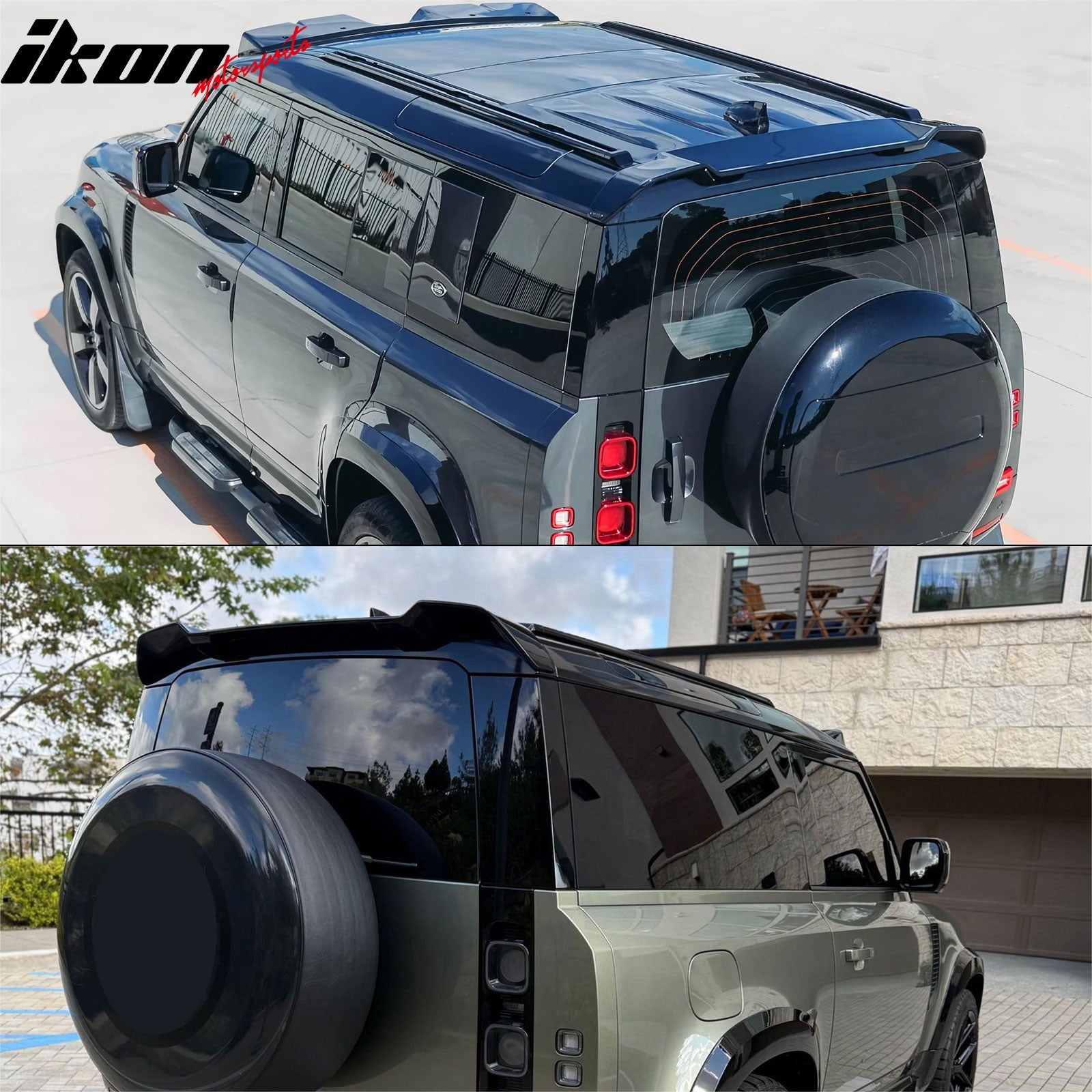 Fits 20-26 Defender 90 110 130 V Style Gloss Black Rear Window Roof Spoiler ABS