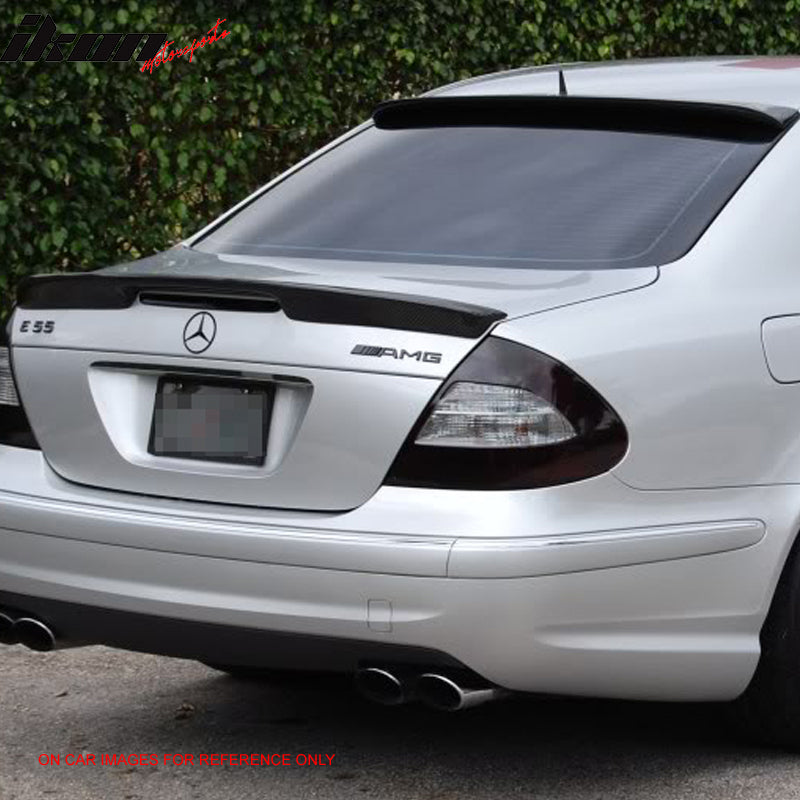 Pre-painted Roof Spoiler Compatible With 2003-2005 Mercedes Benz W211 E-Class, L Style Painted Matte Black ABS Rear Wind Spoiler Wing By IKON MOTORSPORTS, 2004