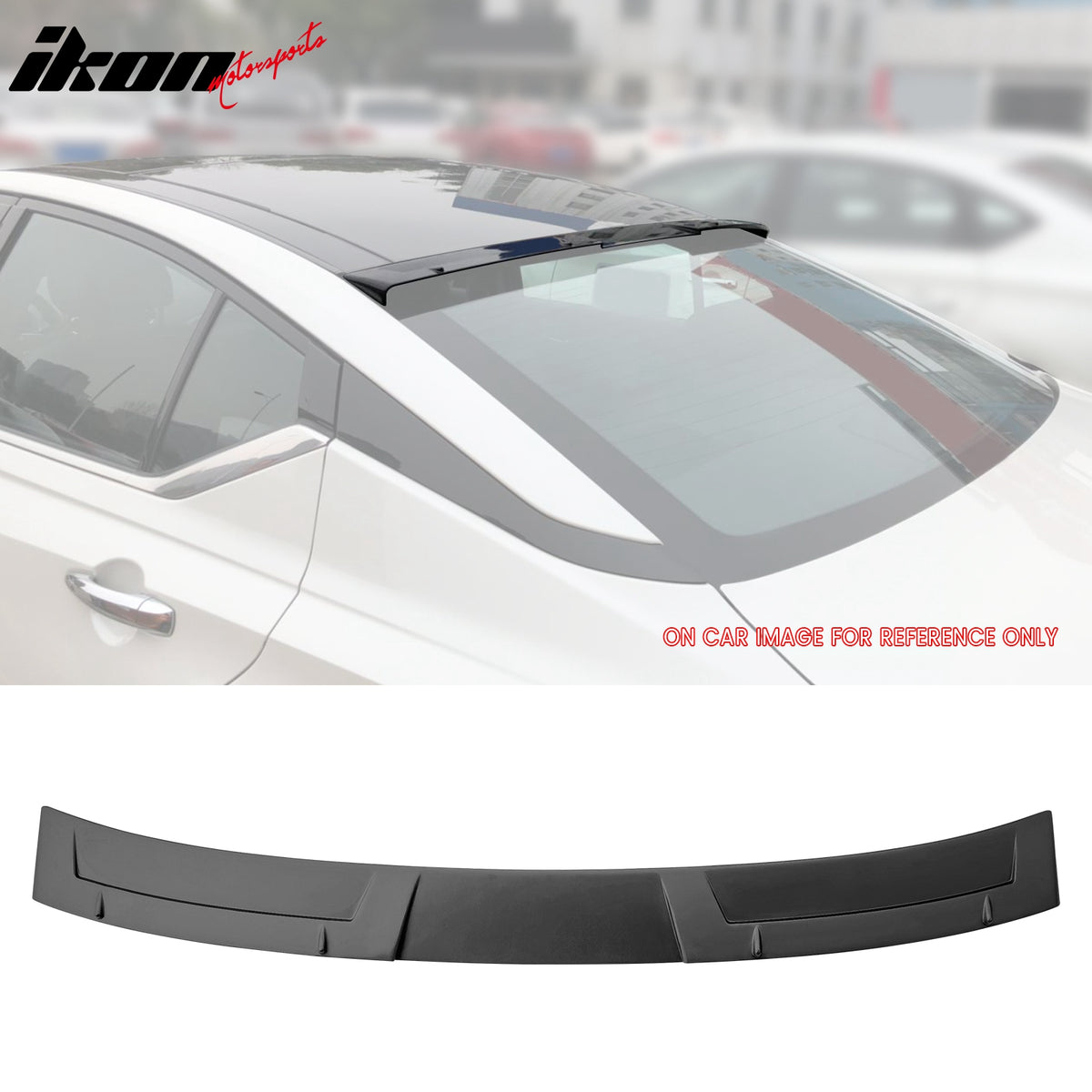 IKON MOTORSPORTS, Rear Window Roof Spoiler Compatible with 2019-2024 Nissan Altima, IKON Style ABS Plastic Acrylonitrile Butadiene Styrene Top Roofline Windshield Visor Spoiler Wing