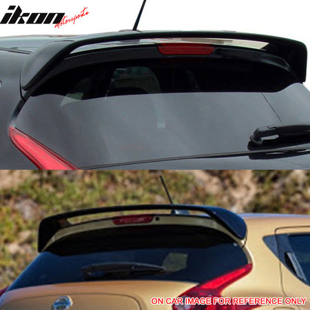 IKON MOTORSPORTS, Pre-painted Roof Spoiler Compatible With 2011-2017 Nissan Juke, Factory Style ABS Painted # B20 Sapphire Black Pearl Rear Roof Window Guards Other Color Available, 2012 2013 2014