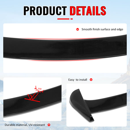 Fits 25-26 Subaru Forester IKON Z Style Gloss Black Rear Roof Spoiler Wing ABS