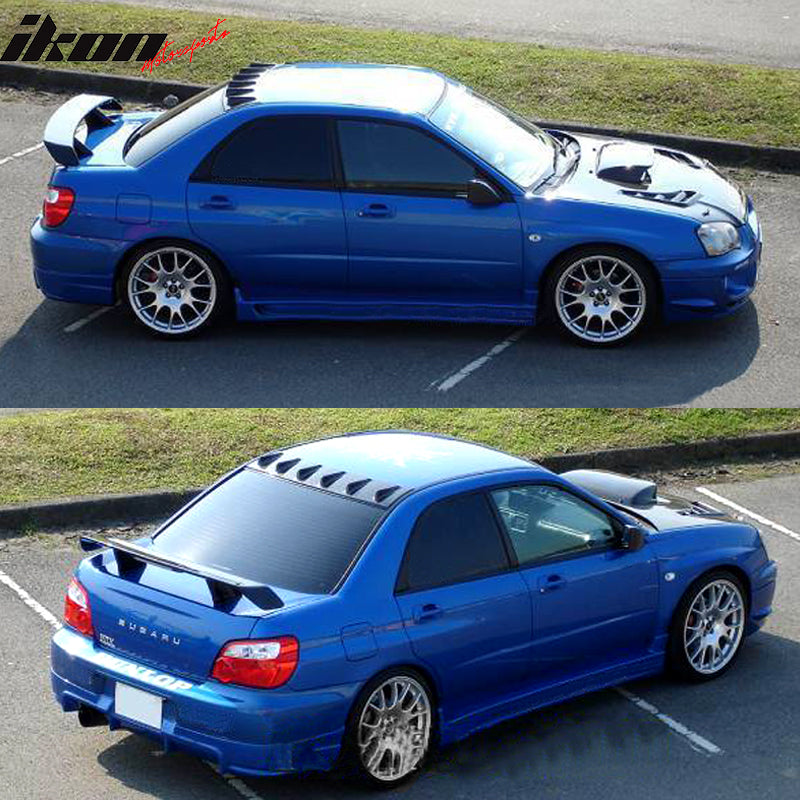 Roof Spoiler Compatible With 2002-2007 Subaru Impreza Wrx Sti, V Style Matte Black Roof Fin Spoiler V Style Shark Fin by IKON MOTORSPORTS, 2003 2004 2005 2006