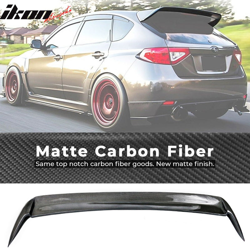 IKON MOTORSPORTS, Roof Spoiler Compatible With 2008-2014 Subaru Impreza Hatchback , Matte Carbon Fiber Rear Spoiler Wing, 2009 2010 2011 2012 2013