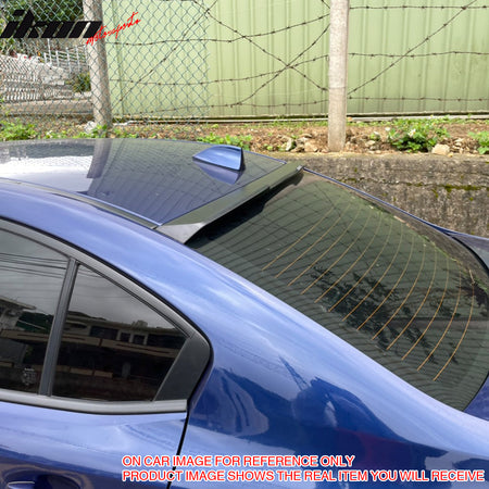 IKON MOTORSPORTS, Rear Window Roof Spoiler Compatible with 2015-2021 Subaru WRX & WRX STI, X Style Painted #D4S Crystal Black Silica Pearl ABS Plastic Top Roofline Windshield Visor Spoiler Wing