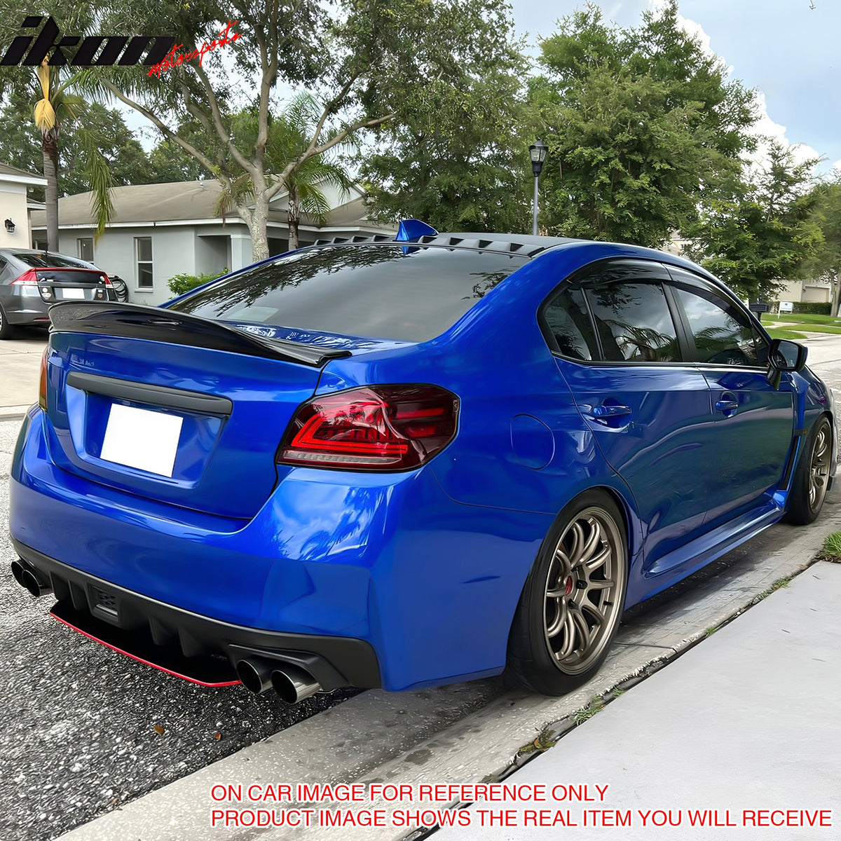 IKON MOTORSPORTS, Trunk Spoiler Compatible with 2015-2021 Subaru WRX & WRX STI, PSM Style Painted #D4S Crystal Black Silica Pearl ABS Plastic Rear Trunk Lid Spoiler Wing Lip