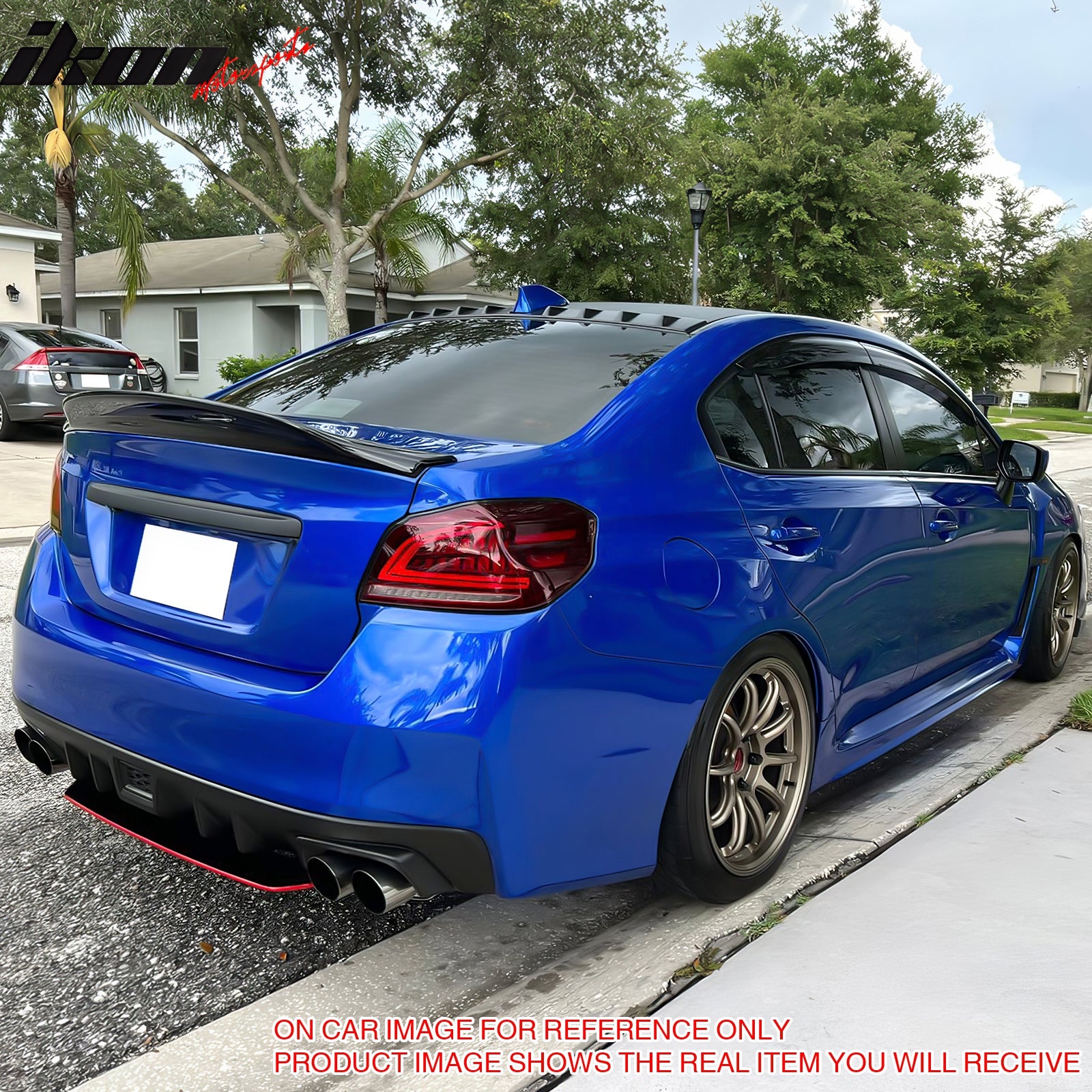 IKON MOTORSPORTS, Trunk Spoiler Compatible with 2015-2021 Subaru WRX & WRX STI, PSM Style Painted #D4S Crystal Black Silica Pearl ABS Plastic Rear Trunk Lid Spoiler Wing Lip