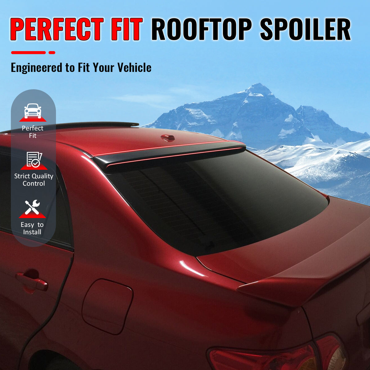 Fit 2009-2013 Toyota Corolla Rear Window Roof Spoiler Gloss Black ABS