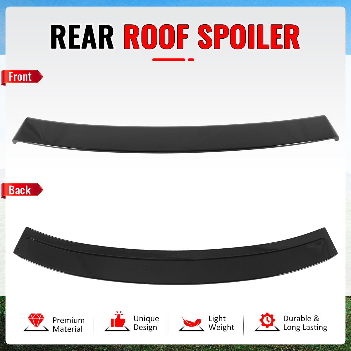 Fits 09-13 Toyota Corolla OE Style Gloss Black Rear Roof Spoiler Wing Lip ABS