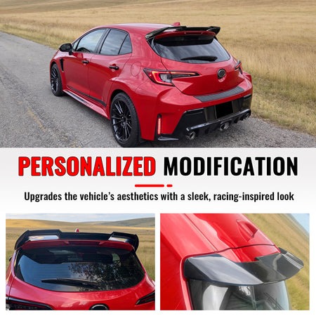 Fits 19-27 Corolla Hatchback & GR Corolla OE Style Gloss Black Roof Spoiler ABS