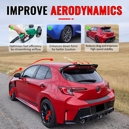 Fits 19-27 Corolla Hatchback & GR Corolla OE Style Gloss Black Roof Spoiler ABS