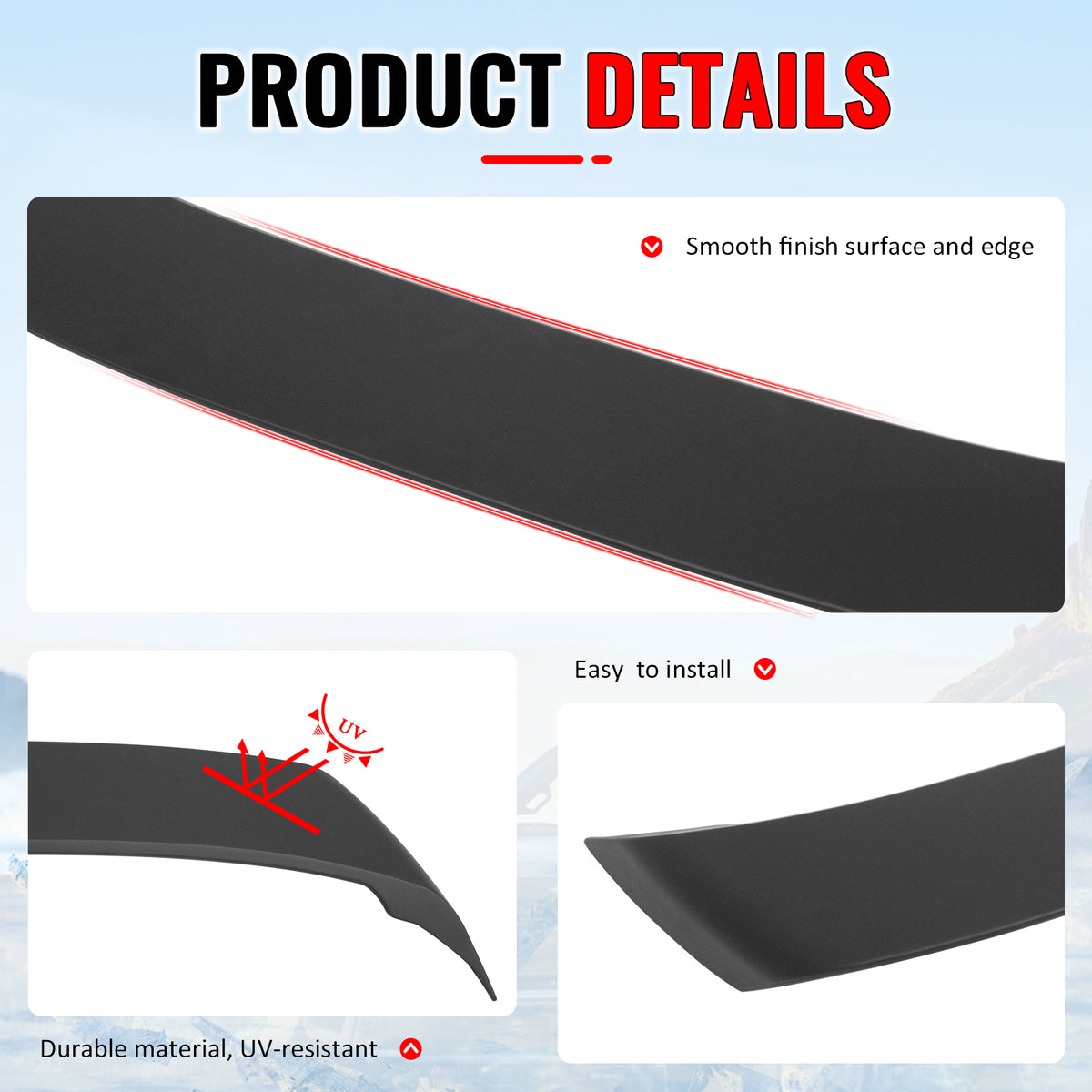 Fits 26-27 Toyota RAV4 XA60 GR Sport Rear Window Roof Spoiler Wing ABS Unpainted