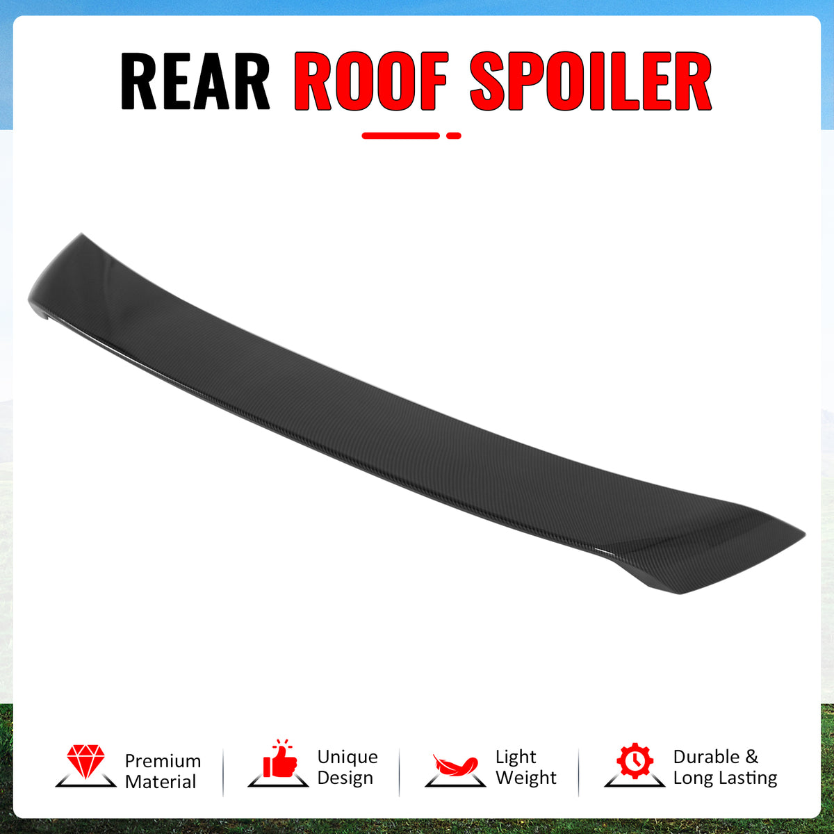 Fits 26-27 Toyota RAV4 XA60 GR Sport Carbon Fiber Print Window Roof Spoiler ABS