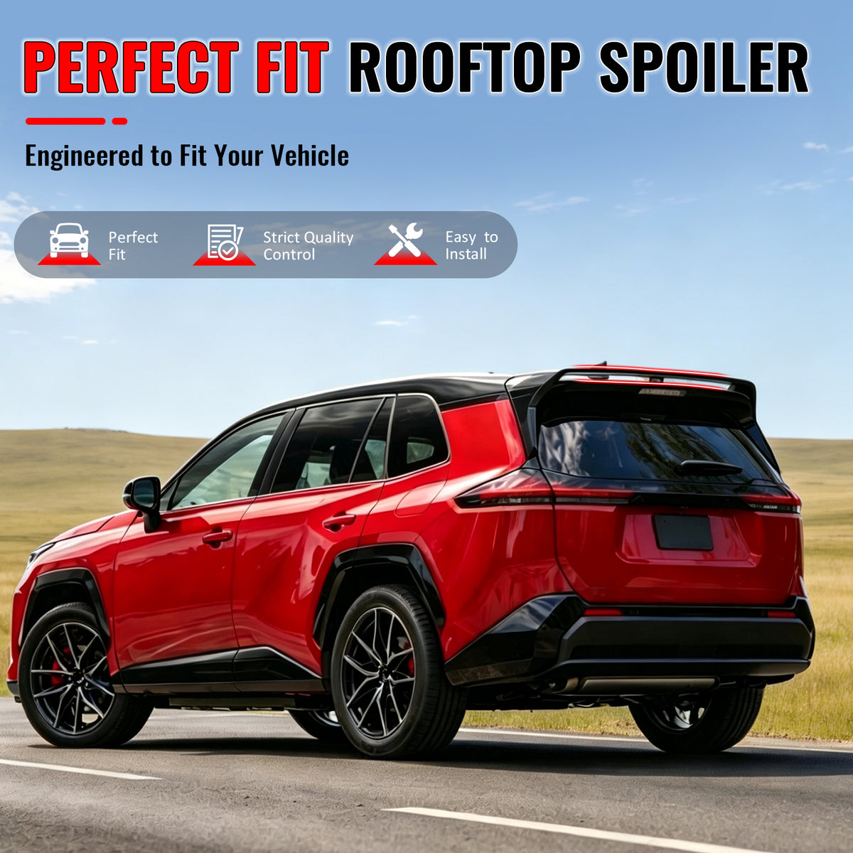 Fits 2026-2027 Toyota RAV4 XA60 Roof Spoiler GR Sport Style Gloss Black ABS