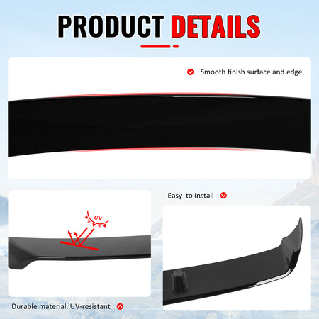 Fits 26-27 Toyota RAV4 XA60 GR Sport Gloss Black Window Roof Spoiler Wing ABS