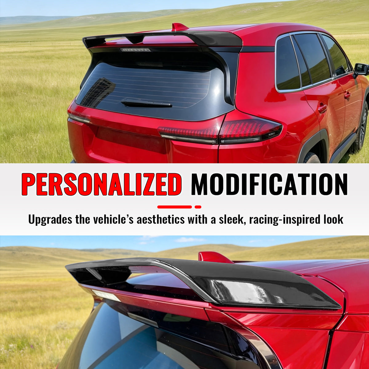 Fits 26-27 Toyota RAV4 XA60 GR Sport Gloss Black Window Roof Spoiler Wing ABS