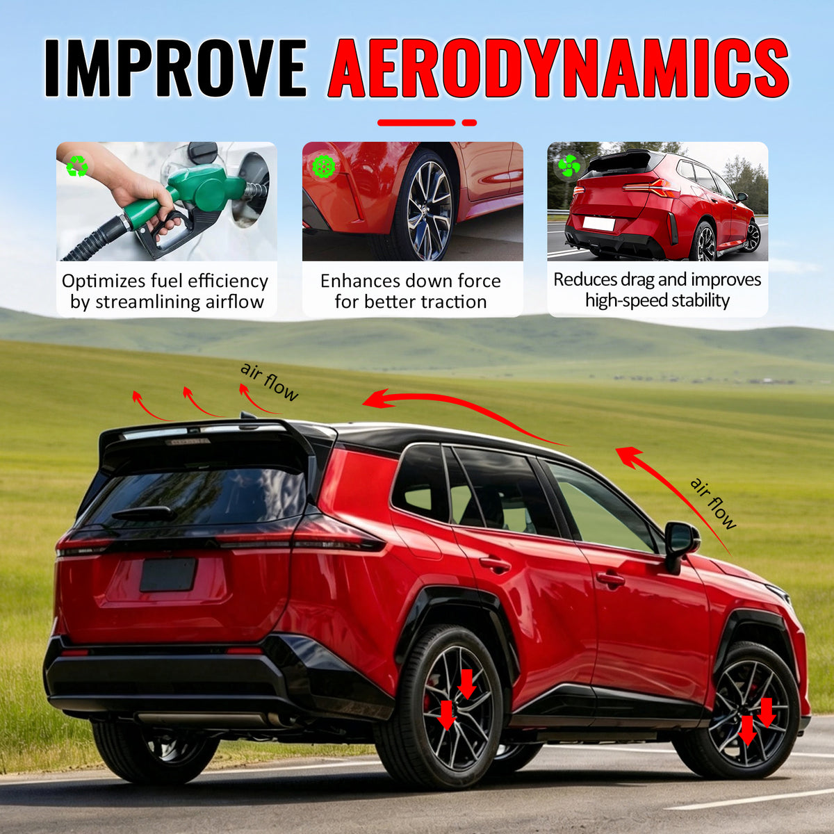 Fits 26-27 Toyota RAV4 XA60 GR Sport Gloss Black Window Roof Spoiler Wing ABS