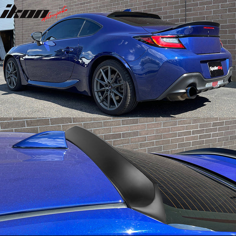 IKON MOTORSPORTS, Roof Spoiler Compatible With 2022-2024 Subaru BRZ Toyota GR86, ABS Plastic IKON Style Rear Window Visor Spoiler Wing