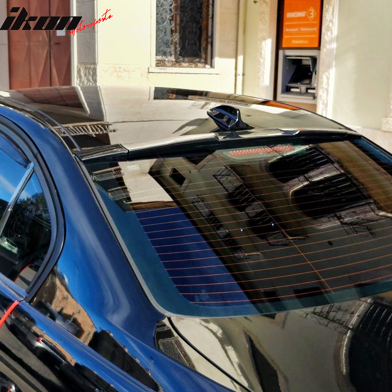 Trunk Spoiler Universal Fitment, Adjustable Carbon Fiber Print Roof Spoiler Deck Lip Wing Boot Lid By IKON MOTORSPORTS