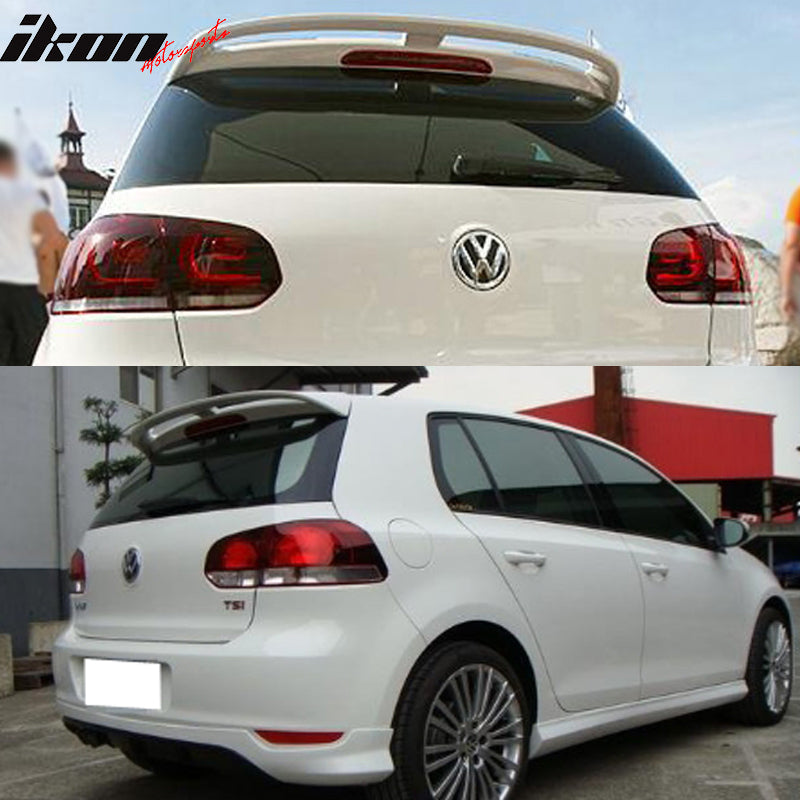Roof Spoiler Compatible With 2010-2012 Volkswagen Golf 6 ,V Style Unpainted PU Car Exterior Trunk Spoiler Rear Wing Tail Roof Top Lid by IKON MOTORSPORTS, 2011