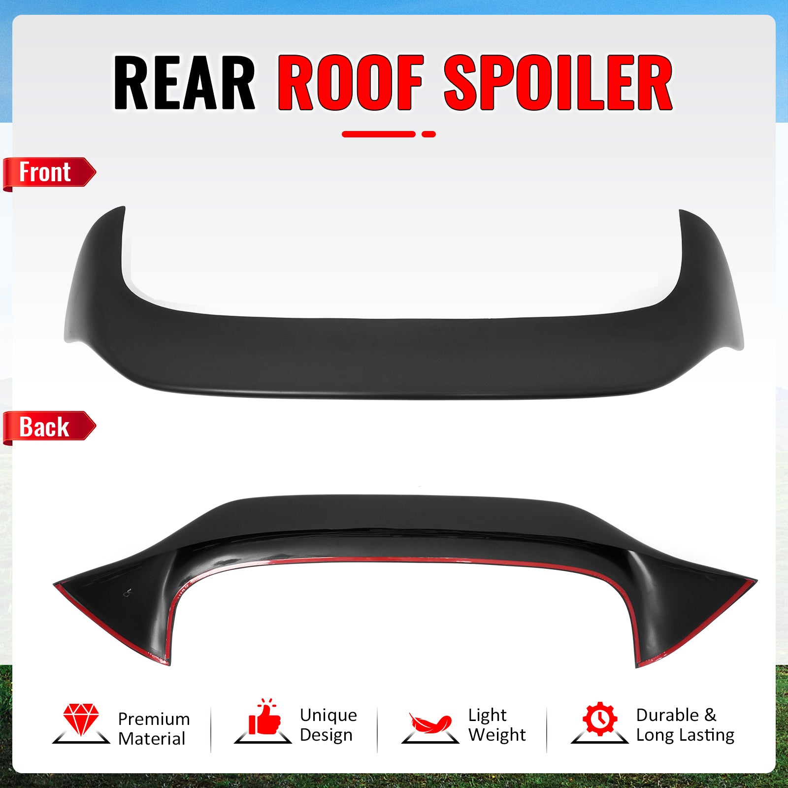 Fits 22-25 VW MK8 Golf GTI ES Style Rear Roof Spoiler Wing Lip ABS
