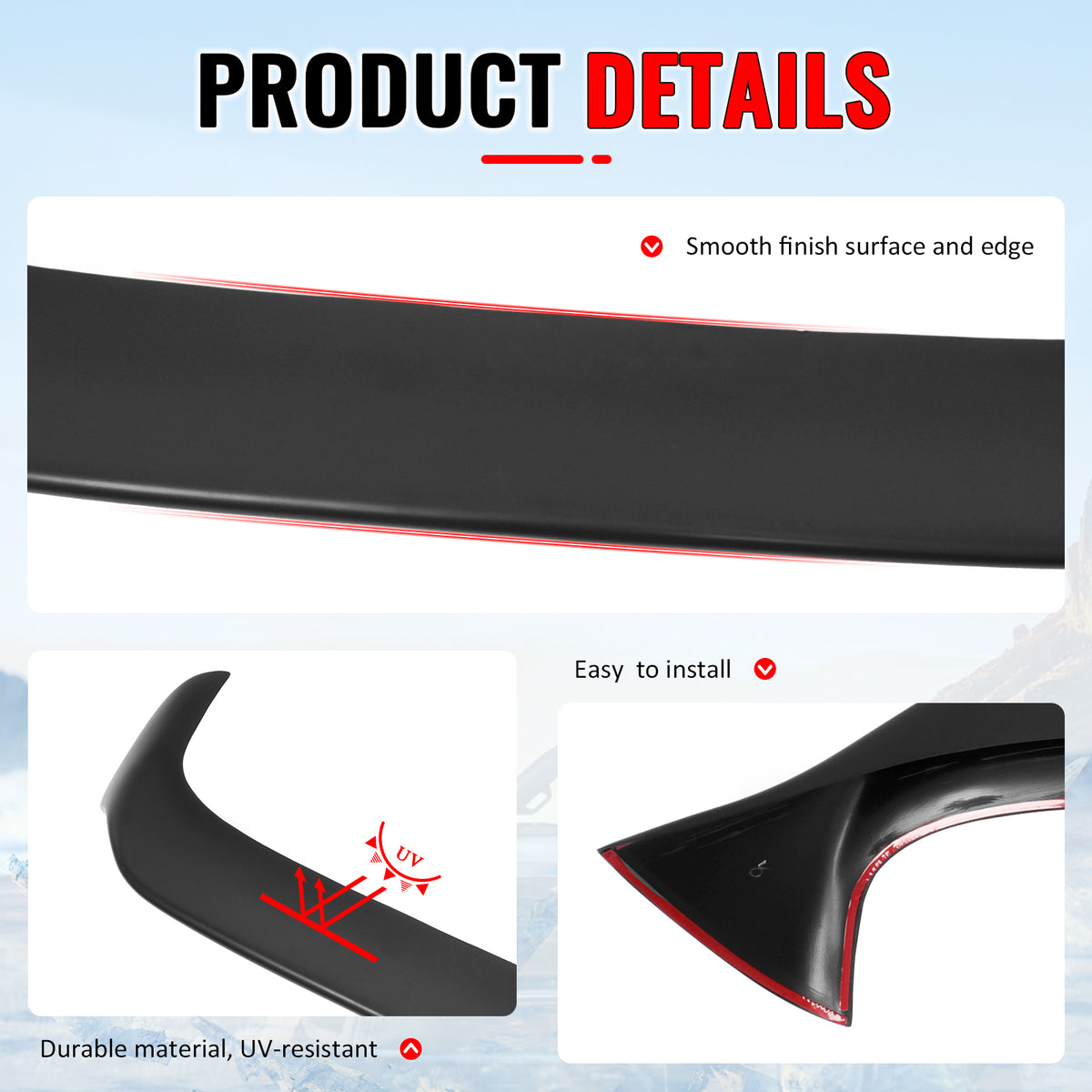 Fits 22-25 VW MK8 Golf GTI ES Style Rear Roof Spoiler Wing Lip ABS