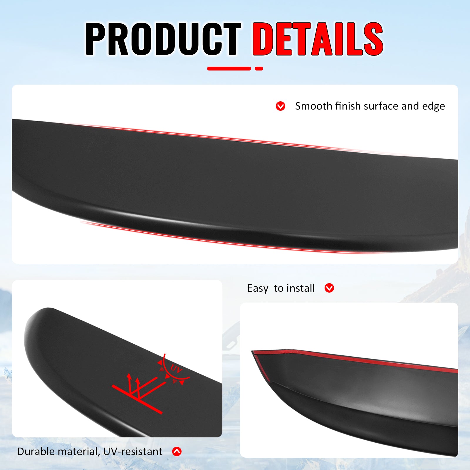 Fits 99-06 Volkswagen MK4 Golf ES Style Rear Roof Spoiler Lip ABS