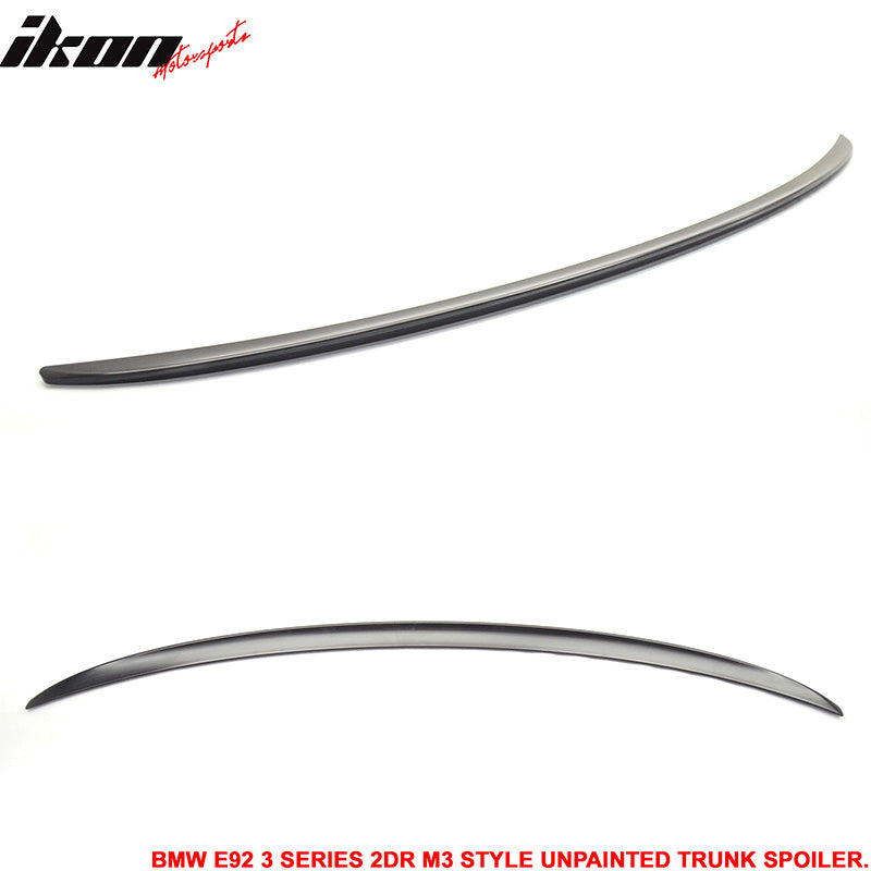 Trunk Spoiler Compatible With 2007-2013 BMW E92 3 Series Coupe M3, M3 Style ABS Rear Spoiler Deck Lip Wing by IKON MOTORSPORTS, 2008 2009 2010 2011 2012