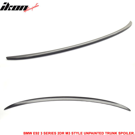 Trunk Spoiler Compatible With 2007-2013 BMW E92 3 Series Coupe M3, M3 Style ABS Rear Spoiler Deck Lip Wing by IKON MOTORSPORTS, 2008 2009 2010 2011 2012