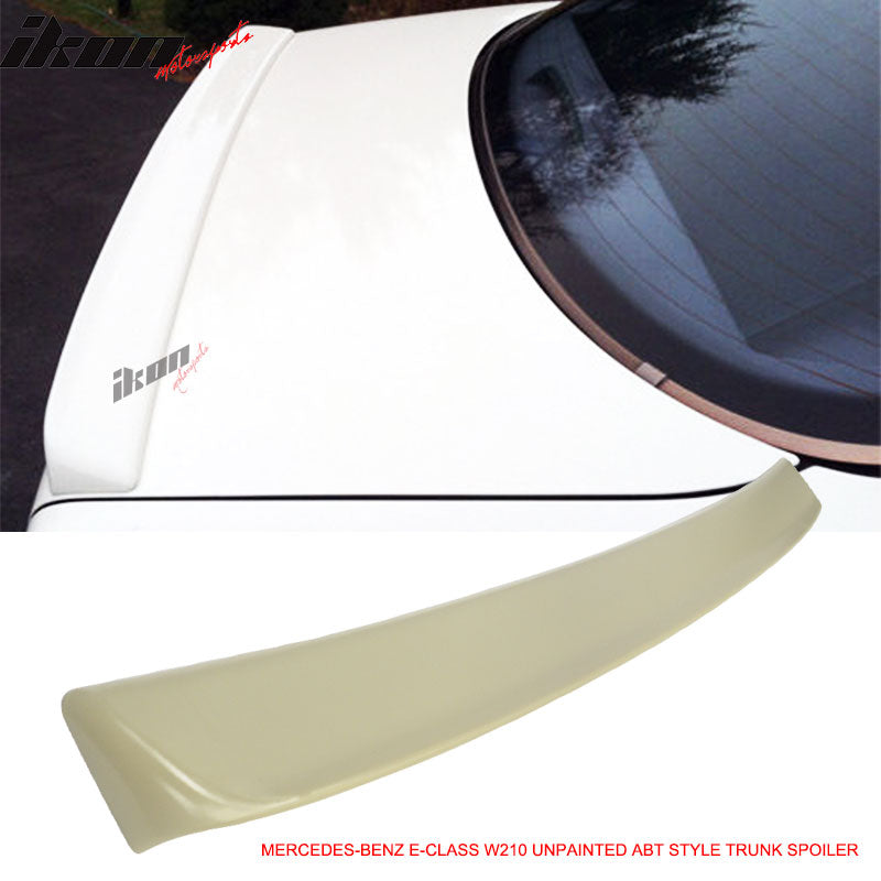 Trunk Spoiler Compatible With 1995-2001 Mercedes-Benz E-Class W210 4Dr Sedan, ABT Style Unpainted Rear Spoiler Wing Tail Lid Finnisher Deck Lip by IKON MOTORSPORTS, 1996 1997 1998 1999 2000