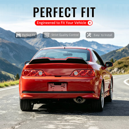 IKON MOTORSPORTS, Trunk Spoiler Compatible with 2002-2006 Acura RSX, JDM Duckbill Style Gloss Black ABS Rear Trunk Lid Spoiler Wing Lip