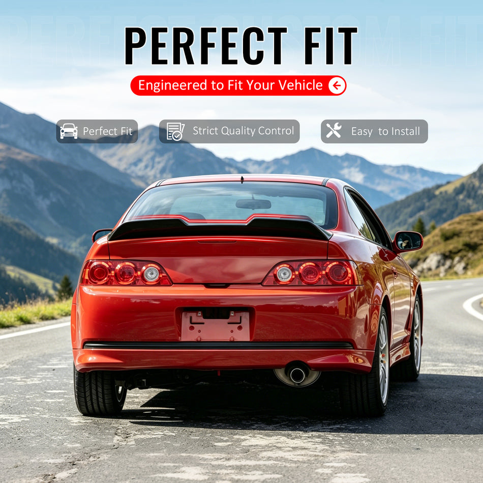 IKON MOTORSPORTS, Trunk Spoiler Compatible with 2002-2006 Acura RSX, JDM Duckbill Style Gloss Black ABS Rear Trunk Lid Spoiler Wing Lip