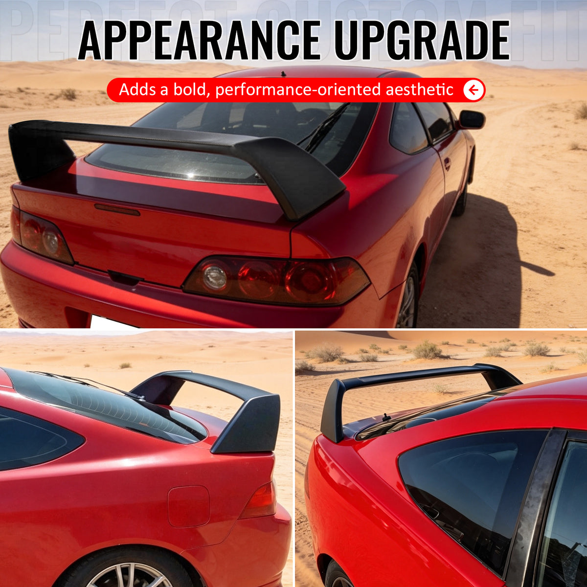 Fits 02-06 Acura RSX DC5 Type R TR Style Rear Trunk Spoiler Unpainted ABS 3PCS