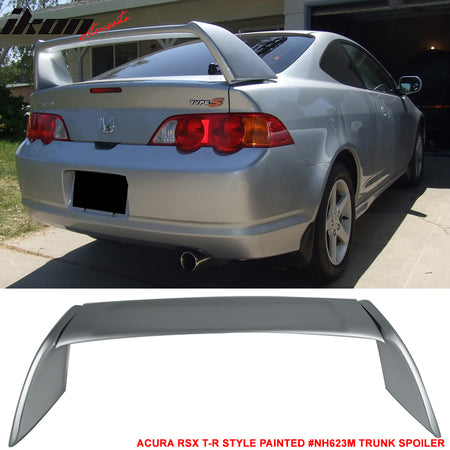 Pre-painted Trunk Spoiler Compatible With 2002-2006 Acura RSX DC5, Aspec Style #NH623M Satin Silver Metallic ABS Rear Boot Lip Deck Lid Roof Wing Rear Spoiler Other Color Available