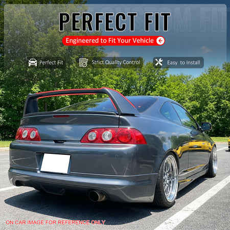 IKON MOTORSPORTS, Trunk Spoiler Compatible with 2002-2006 Acura RSX DC5, Type R TR Style Painted #R81 Milano Red ABS Plastic Rear Trunk Lid Spoiler Wing Lip 3PCS