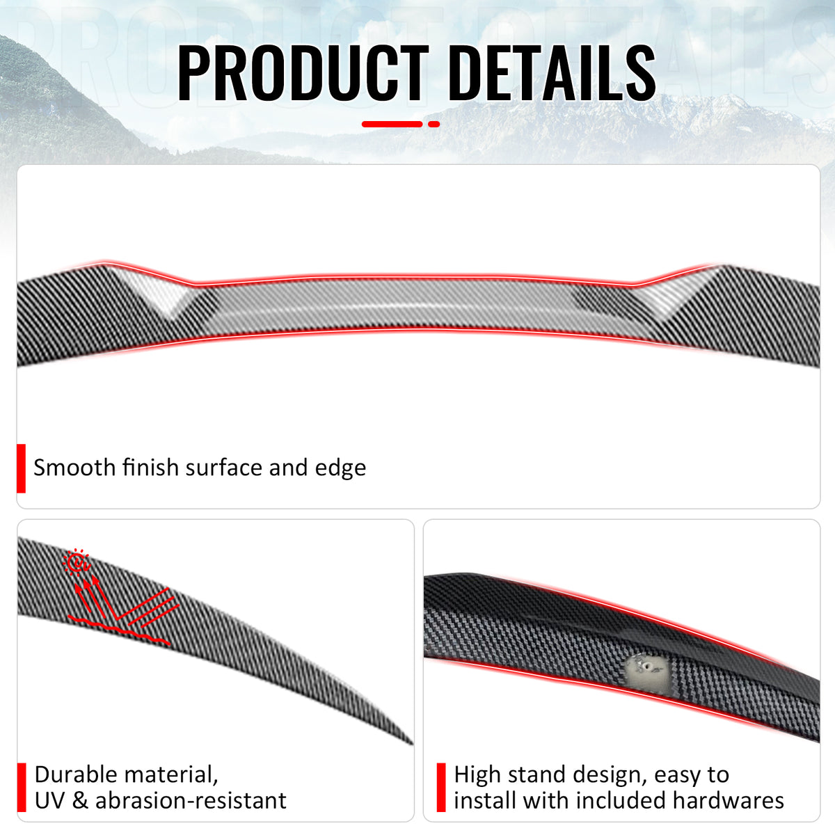Fits 17-26 Alfa Romeo Giulia OE Style Trunk Spoiler Wing Carbon Fiber Print ABS