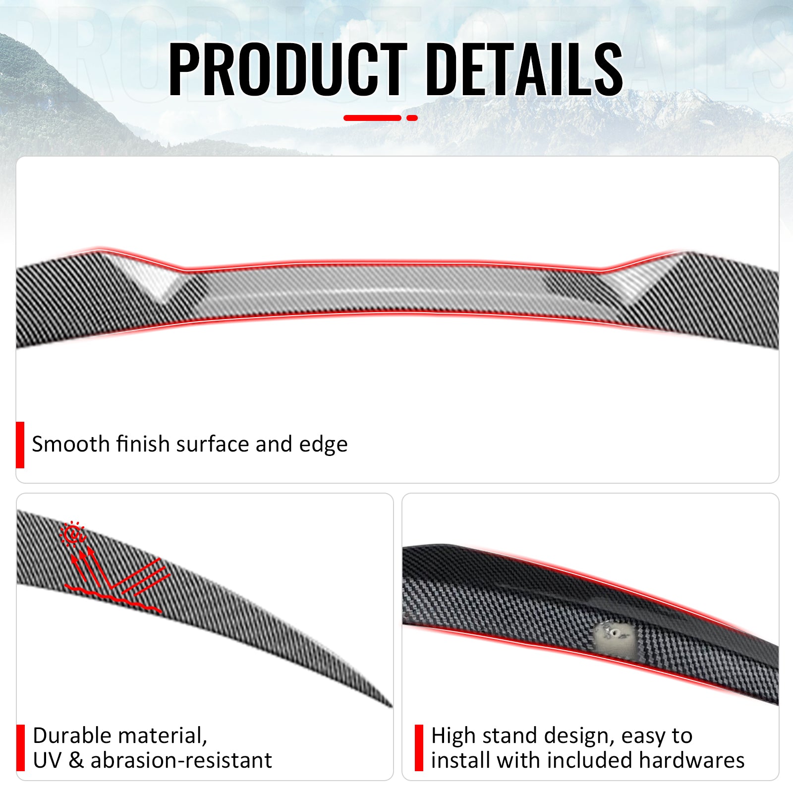 Fits 17-26 Alfa Romeo Giulia OE Style Trunk Spoiler Wing Carbon Fiber Print ABS