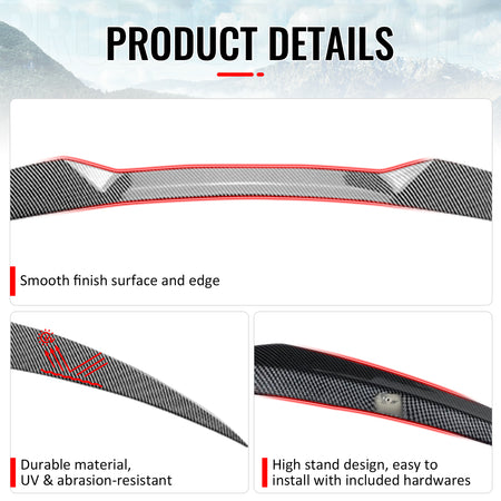 Fits 17-26 Alfa Romeo Giulia OE Style Trunk Spoiler Wing Carbon Fiber Print ABS