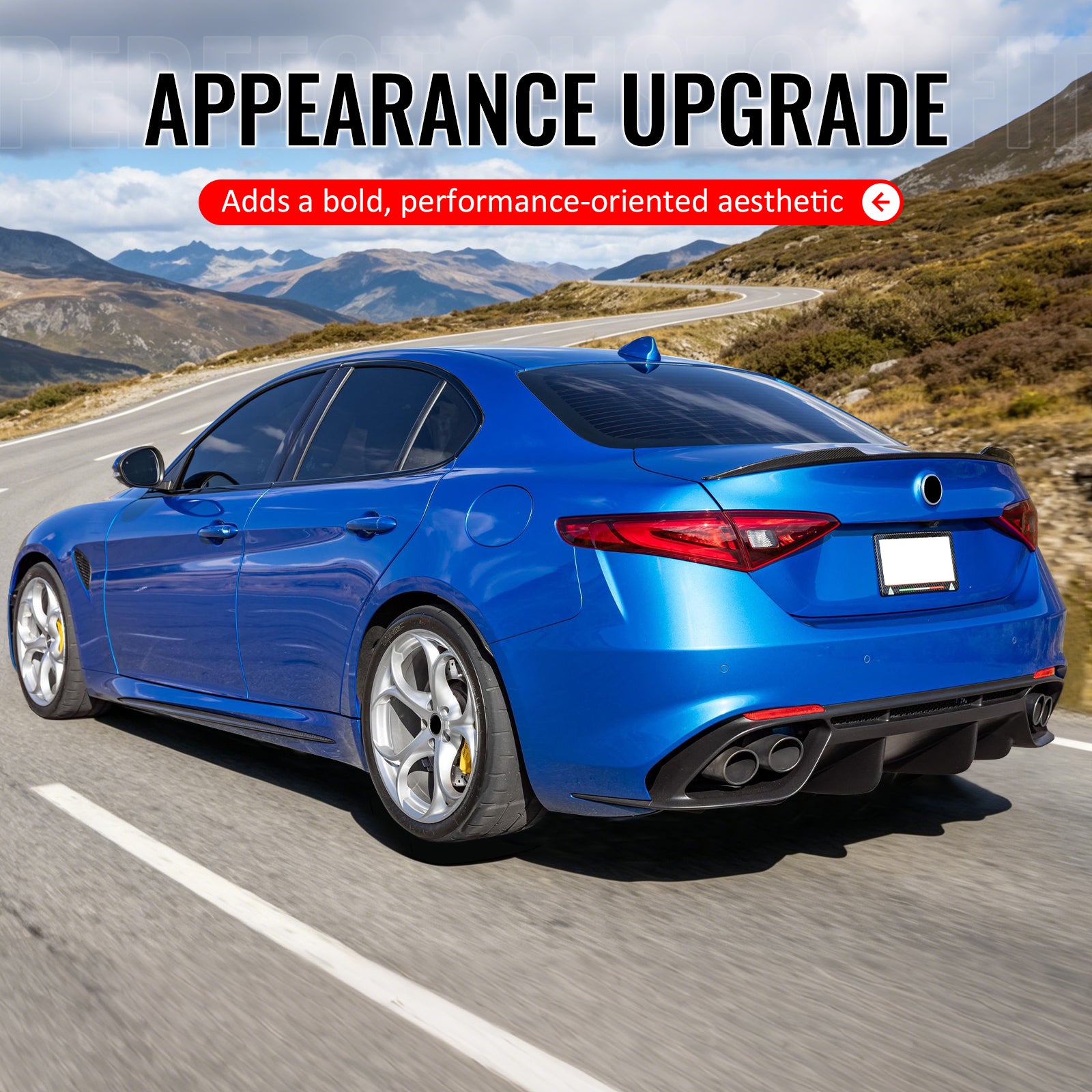 Fits 17-26 Alfa Romeo Giulia OE Style Trunk Spoiler Wing Carbon Fiber Print ABS