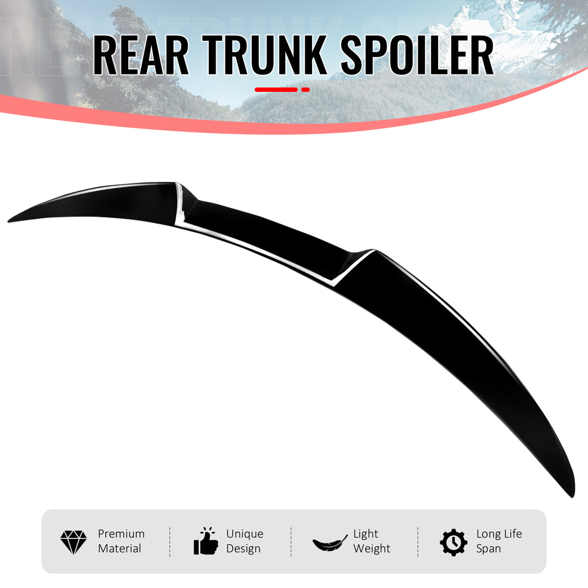 Fits 17-26 Alfa Romeo Giulia OE Style Rear Trunk Spoiler Wing Gloss Black ABS