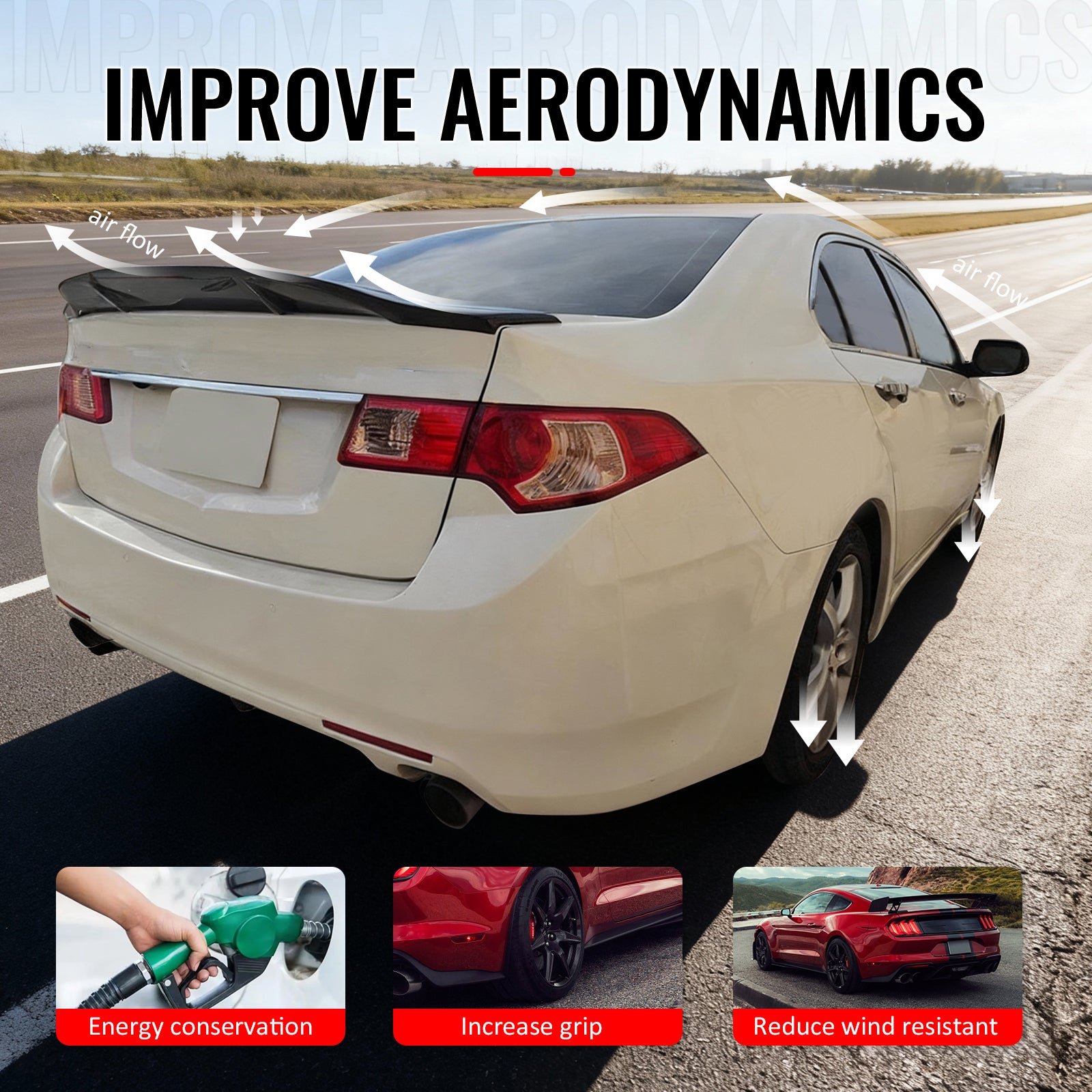 Fits 09-14 Acura TSX Sedan R Style Highkick Trunk Spoiler Wing ABS