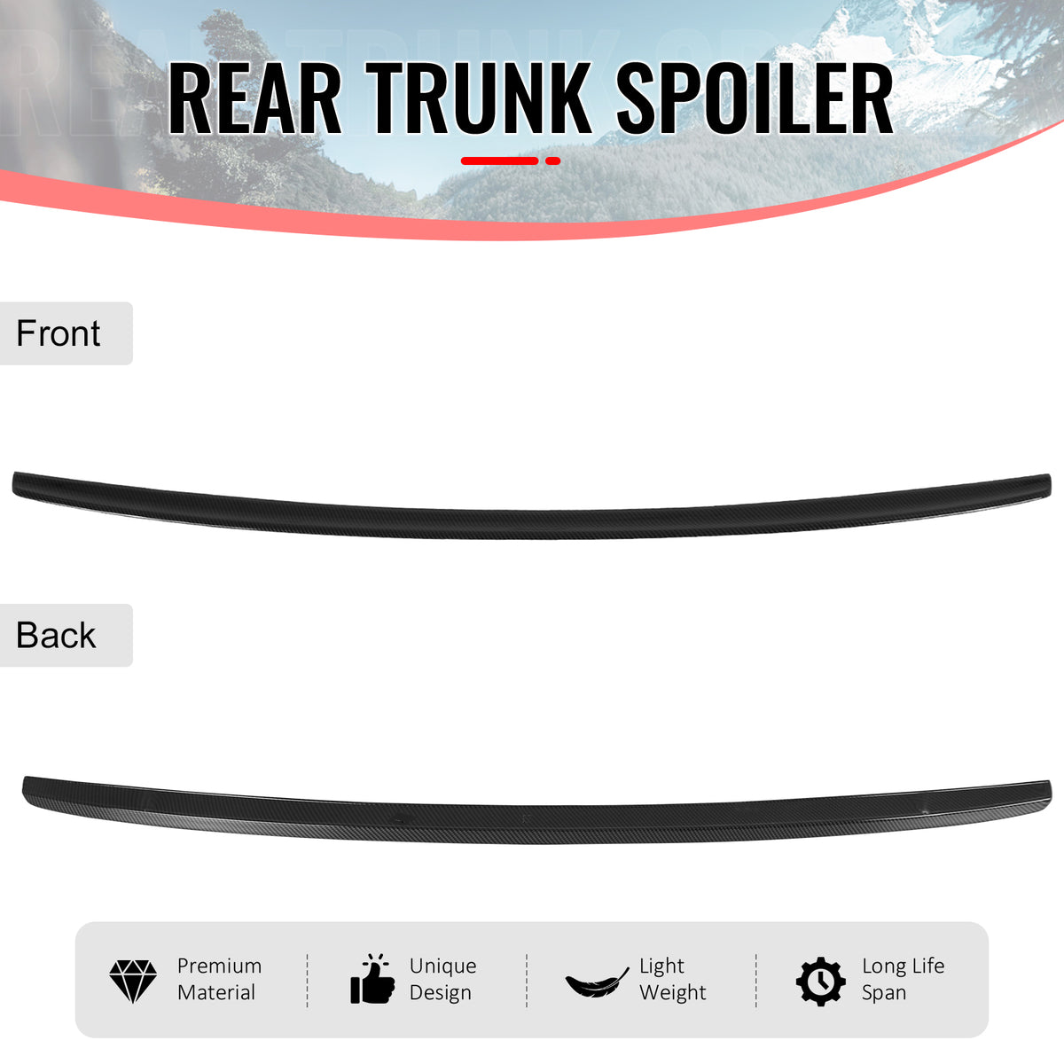 Fits 97-03 BMW 5 Series E39 M5 IKON Rear Trunk Spoiler ABS Carbon Fiber Print